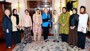 Clinton with Afghan women in DC 2009 U.S. Secretary of State Hillary Clinton and Melanne Verveer, Ambassador-at-Large for Global Women's Issues, met with the same Afghan women in DC who attended the July 1 Council meeting. Photo courtesy of Michael Gross, U.S. State Department